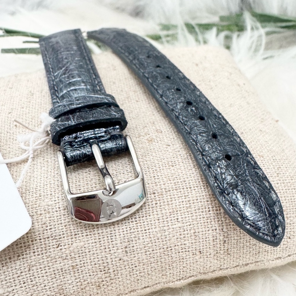 NEW wTags Michele 16MM Ostrich Leather Watch Band Shadow Grey - Picture 3 of 7